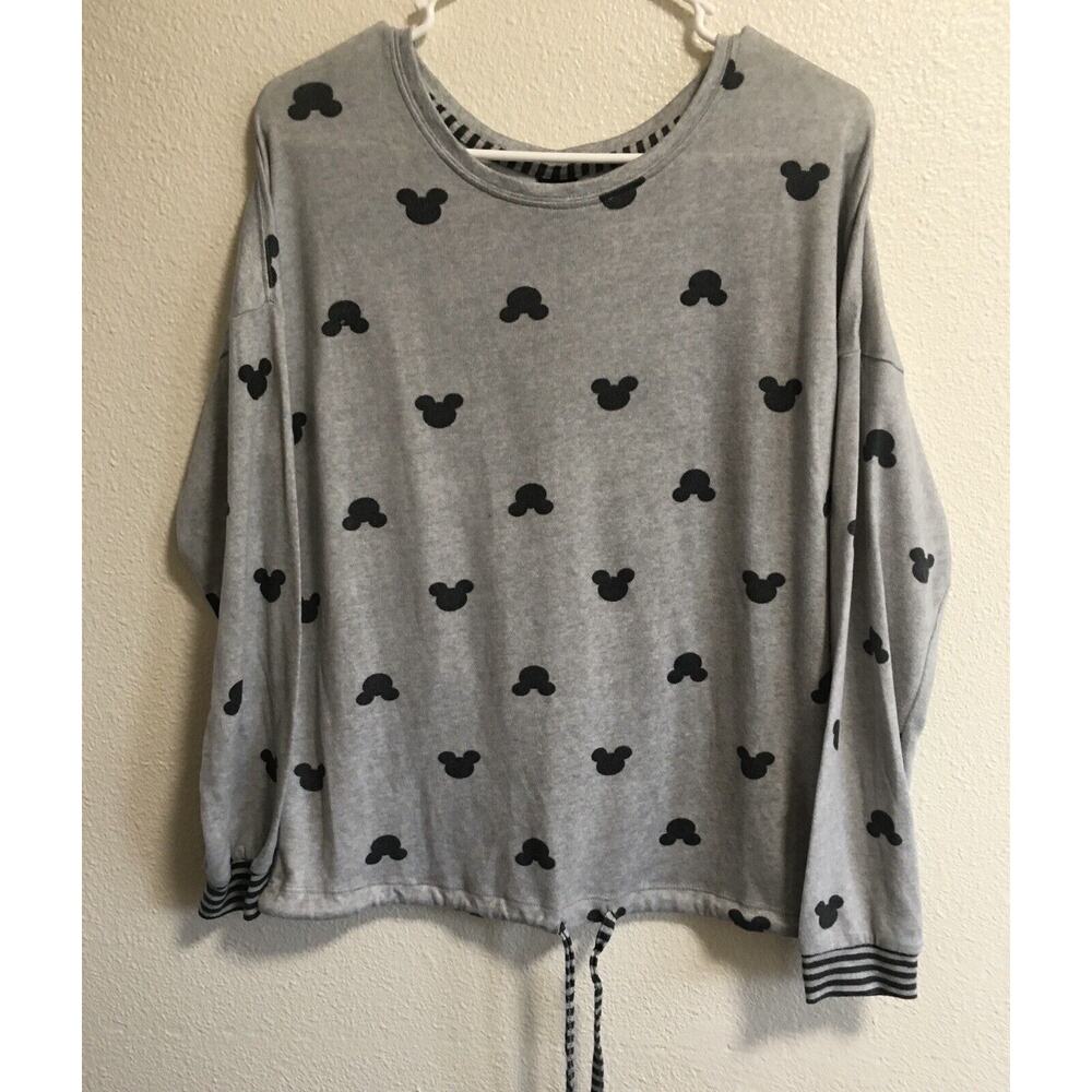 Disney Gray Sweater with Black Mickey Mouse Logos Size Small